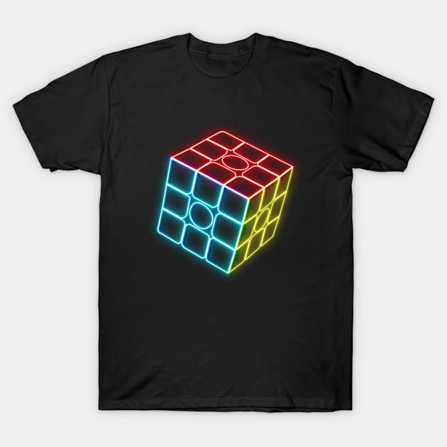 Neon Cube - Rubik's Cube Inspired Design for people who know How to Solve a Rubik's Cube T-Shirt by Cool Cube Merch